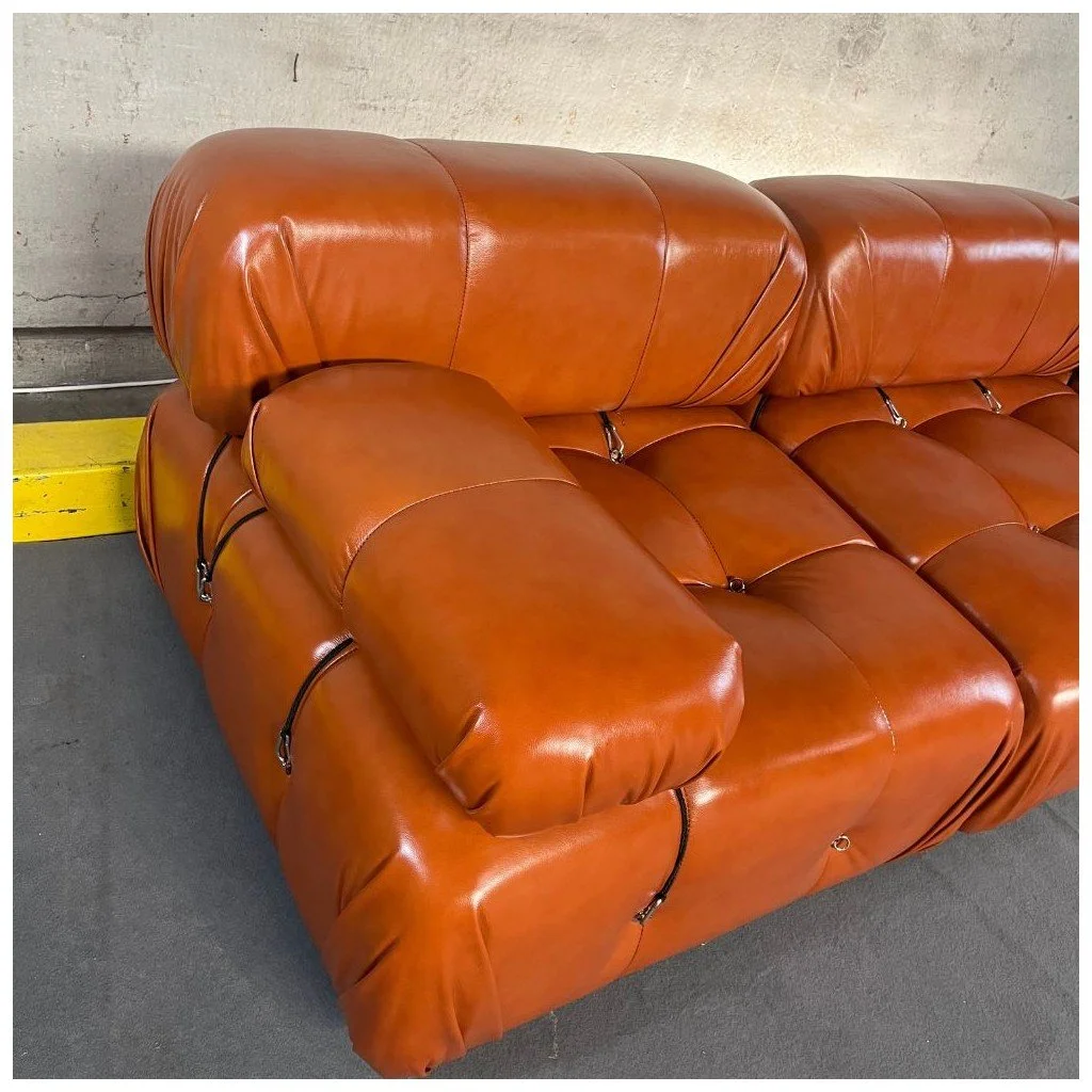 285 cm Camelia 3 seater sofa in cognac camel leather - Outlet
